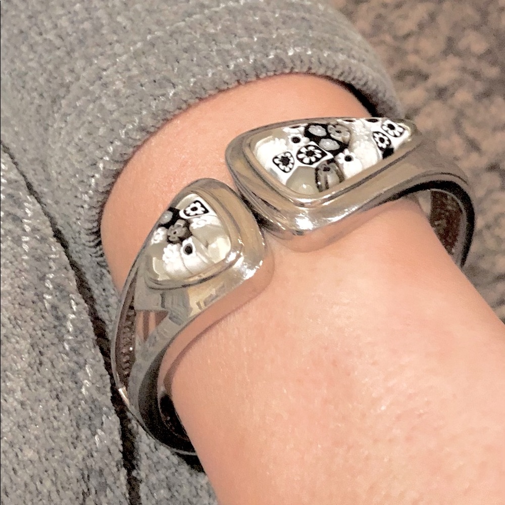 Retired AlenK Sterling Silver Murano Glass Bangle Cuff Italian Bracelet .925 - Picture 2 of 10